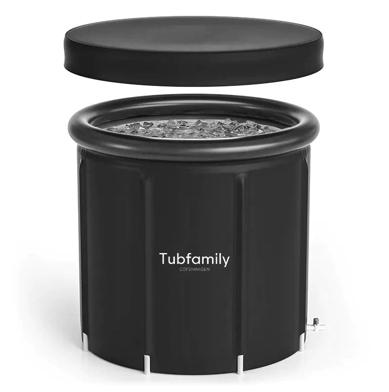 Tubfamily original luksus isbad - Pop op - sort - transportabelt (inkl. håndpumpe,bærepose,siddepude i 4 lags isolering)