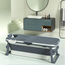 Indlæs billede til gallerivisning TUBFAMILY - Special edition Foldebadekar til voksne med låg, digital termometer og fodmassage - 150 cm - Grå - XL (Inkl. pude, ekstra prop og slange)