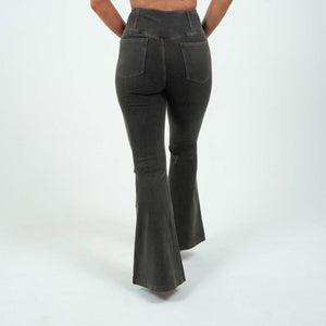 BARA - Black Flared High Waisted Super Stretch Jeans