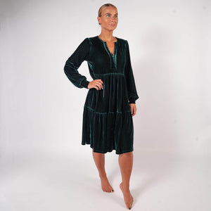 BARA - Pine Velvet Dress
