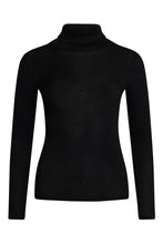 Indlæs billede til gallerivisning T-shirt, uld/silke Black (med høj krave) - CLAIRE WOMAN
