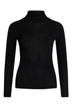 Indlæs billede til gallerivisning T-shirt, uld/silke Black (med høj krave) - CLAIRE WOMAN