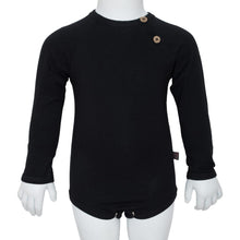 Indlæs billede til gallerivisning SPAR 40%: LITTLE WONDERS - Sort Victor body med albuelapper i imiteret ruskind til drenge