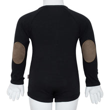 Indlæs billede til gallerivisning SPAR 40%: LITTLE WONDERS - Sort Victor body med albuelapper i imiteret ruskind til drenge