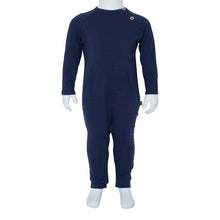 Indlæs billede til gallerivisning LITTLE WONDERS - Navy Blå Heldragt til drenge med lomme foran og albuelapper bagpå