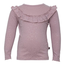 Indlæs billede til gallerivisning LITTLE WONDERS - Celine Støvet rosa/glitter bluse med flæse