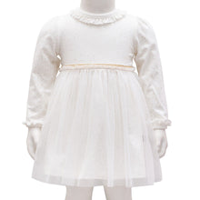 Indlæs billede til gallerivisning LITTLE WONDERS - Nyfødt Off White glitter Adele Bodykjole med tyl