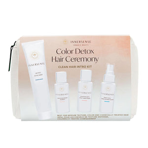 INNERSENSE - COLOR DETOX HAIR CEREMONY (Clean hair intro kit) - TASKEN INDEHOLDER: Detox Hair Mask (118 ml) Color Awakening Hairbath (59,15 ml) Color Radiance Daily Conditioner (59,15 ml) Sweet Spirit Leave In Conditioner (59,15 ml)