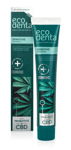 ECODENTA - SENSITIVE Toothpaste with CBD and PROBIOTICS - 75 ml - UTTAN FLUOR - PRE ORDER (7-14 dagar til tað er á goymslu)