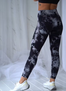 BARA - Black Tie Dye Seamless Tights