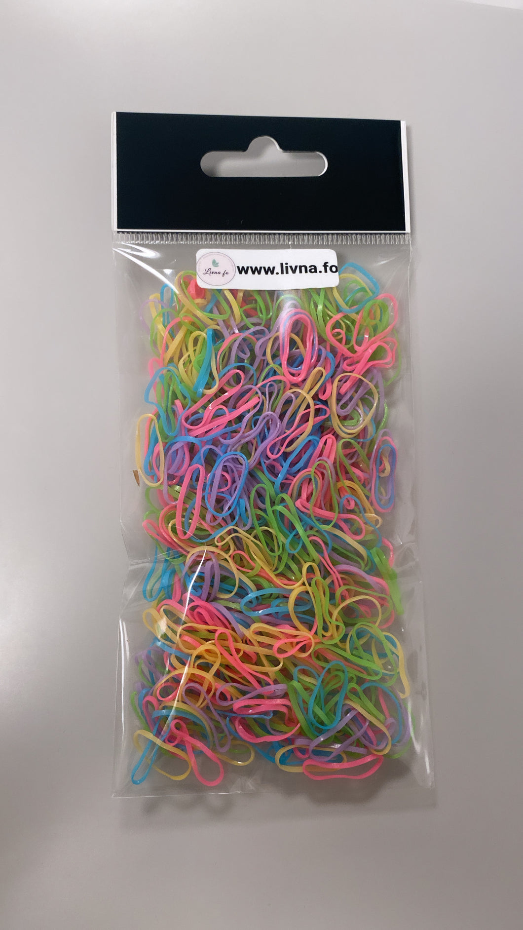 Mini gummi-hárelastikk - Uml. 500 stk. í hvørjum pakka - BLANDAÐIR LITIR