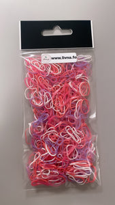 Mini gummi-hárelastikk - Uml. 500 stk. í hvørjum pakka - BLANDAÐIR LITIR