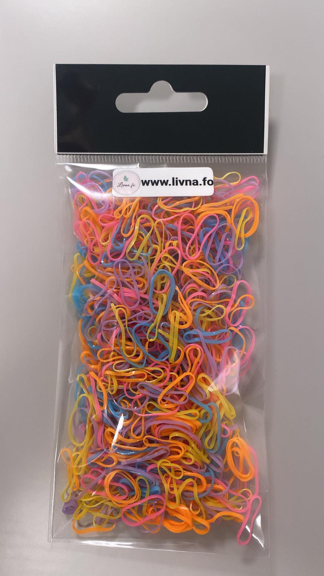 Mini gummi-hárelastikk - Uml. 500 stk. í hvørjum pakka - BLANDAÐIR LITIR