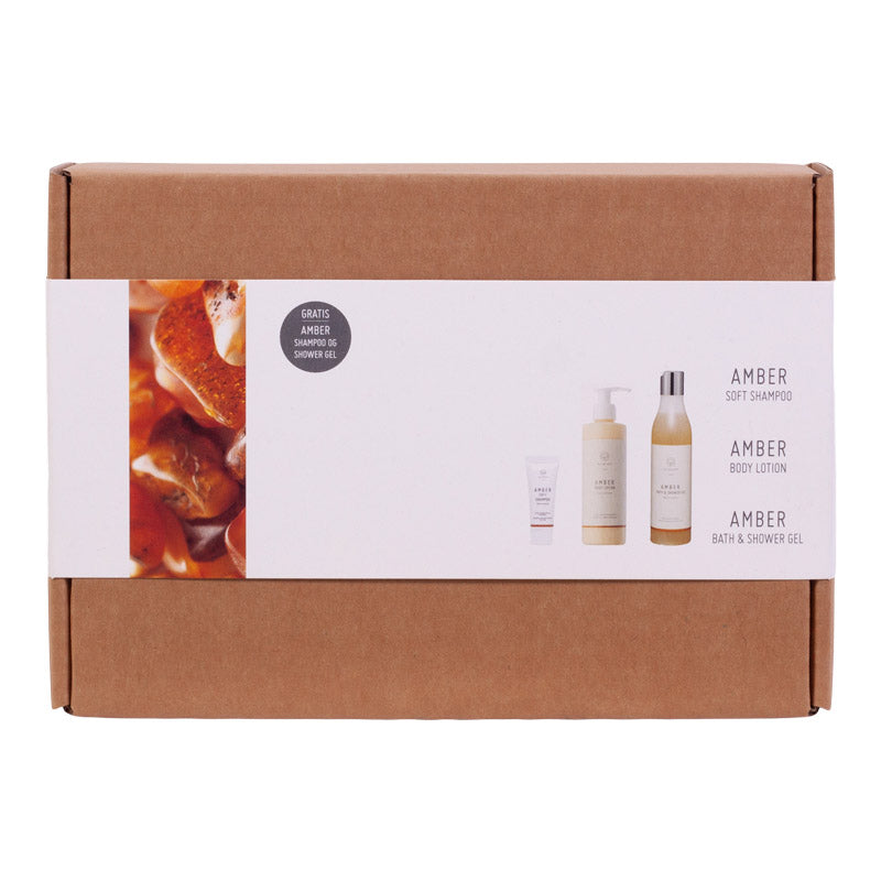 Gaveæske Amber Body Lotion, Shower Gel og Shampoo