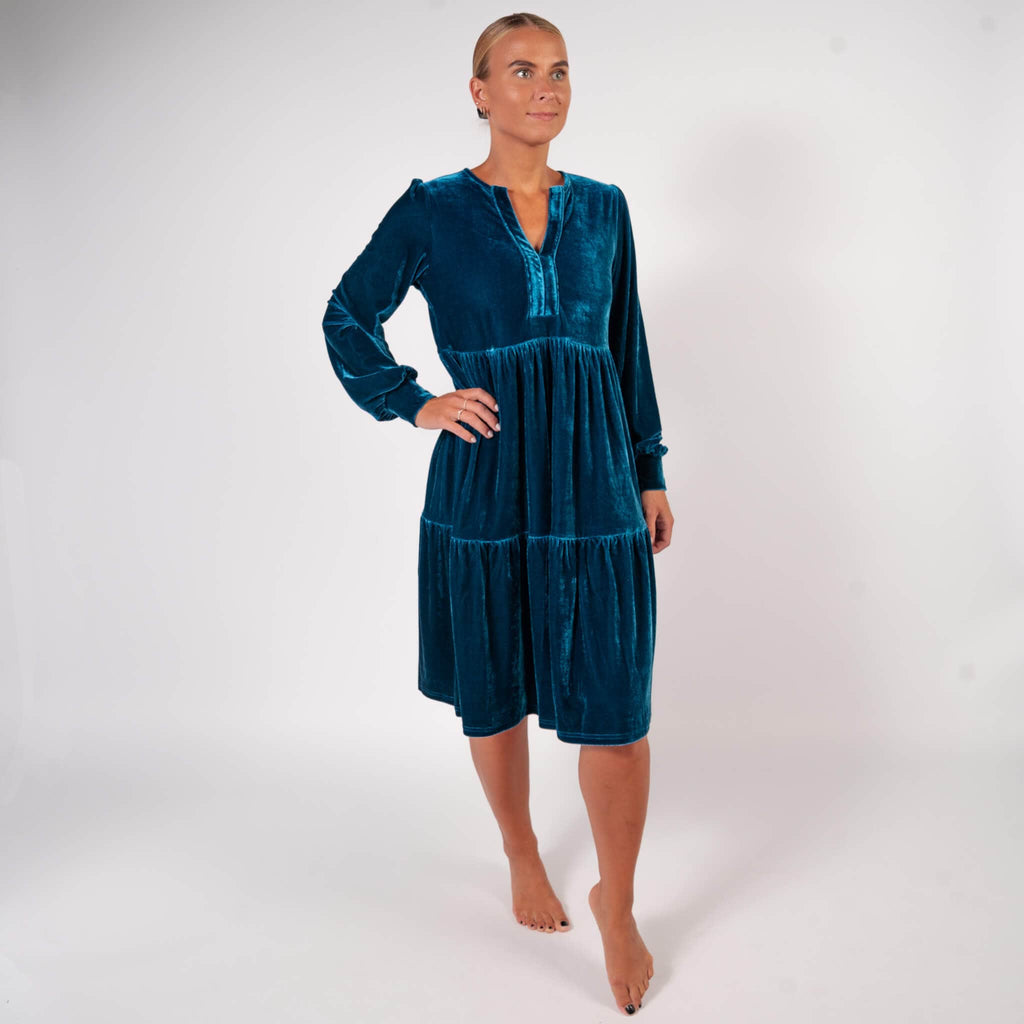 BARA - Blue Velvet Dress