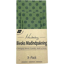 Indlæs billede til gallerivisning NEWBEING: Bivoks Madindpakning 3-pack (Vel ímillum: Grønt, blátt, gult ella beige)
