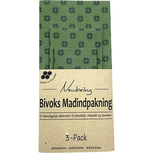 NEWBEING: Bivoks Madindpakning 3-pack (Vel ímillum: Grønt, blátt, gult ella beige)