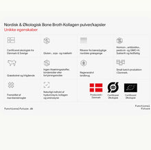 Indlæs billede til gallerivisning Functional Future - Økologisk BONE BROTH KOLLAGEN med hyaluronsyre (vel ímillum 250 gr. leyst pulvur ella 300 stk. kapslar) - PRE ORDER (tekur vanligt uml. 7-14 dagar, um tað er á goymslu í DK)
