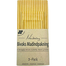 Indlæs billede til gallerivisning NEWBEING: Bivoks Madindpakning 3-pack (Vel ímillum: Grønt, blátt, gult ella beige)
