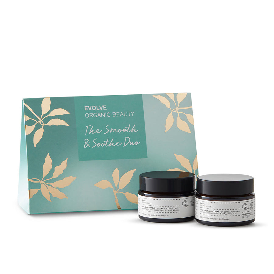 JA TAKK - Evolve The Smooth & Soothe Duo - Gávueskja við dagkremi og andlitsskrubb (VIRÐI KR. 339,90)