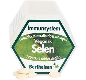 BERTHELSEN - Selen, vegansk, 120 tabl. (PRE ORDER / UNDANBÍLEGGING - Tekur vanligt uml. 7-14 dagar til tað kemur til FO, um tað er á goymslu í DK)