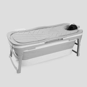 TUBFAMILY - Foldebadekar til voksne - Med låg - 143cm/Grå  (300 cm luksusslange, sort badepude samt ekstra prop inkl.)