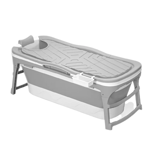 TUBFAMILY - Foldebadekar til voksne - Med låg - 143cm/Grå  (300 cm luksusslange, sort badepude samt ekstra prop inkl.)