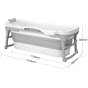 TUBFAMILY - Foldebadekar til voksne - Med låg - 143cm/Grå  (300 cm luksusslange, sort badepude samt ekstra prop inkl.)