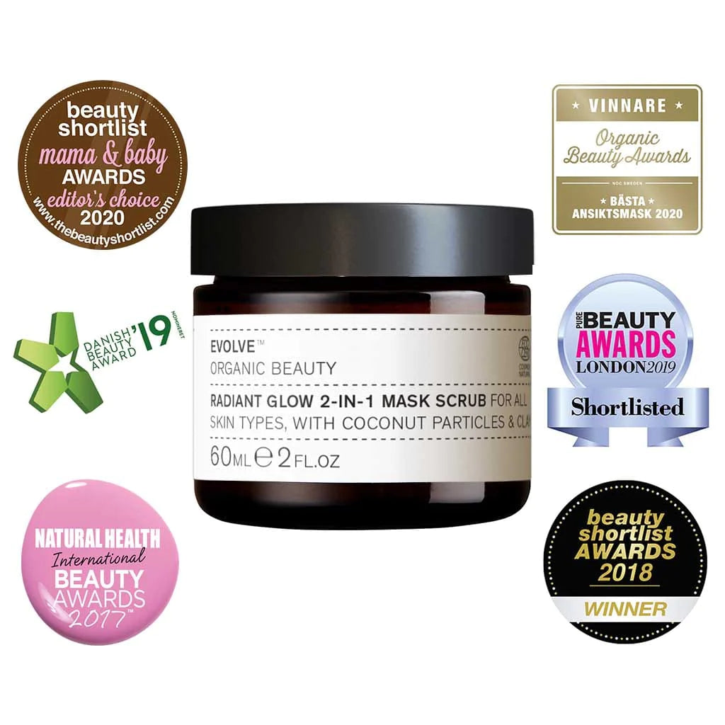 EVOLVE - RADIANT GLOW 2-in-1 MASK SCRUB 30/60 ml (alle hudtyper)