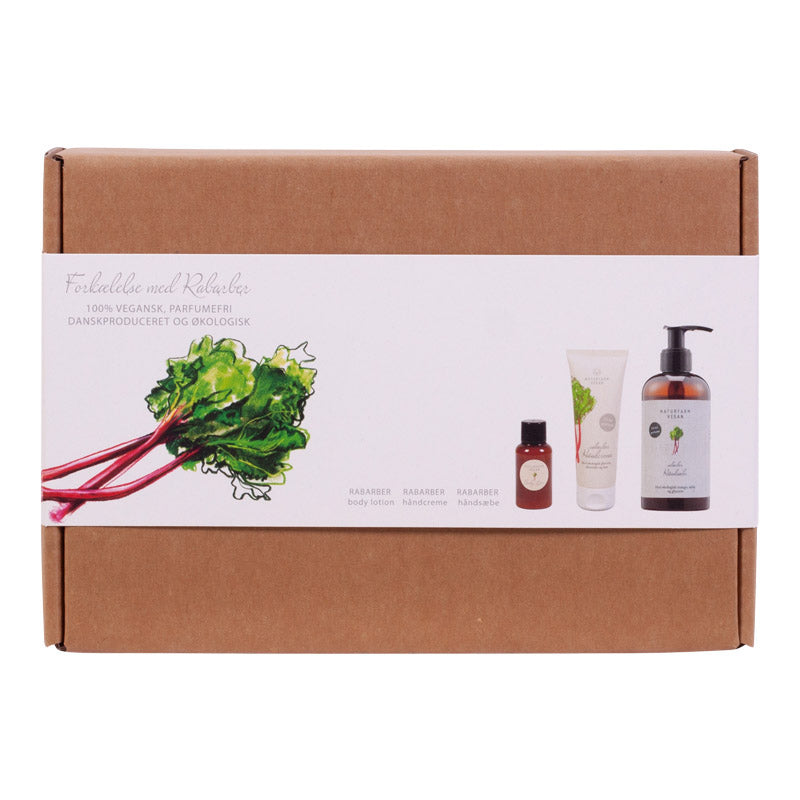 Gaveæske Rabarber håndsæbe -creme & Body lotion  (Væntast í fø. 9. - 10. dec. um tað er á goymslu í DK, tá vit bíleggja sunnukvødlið 23. nov.)