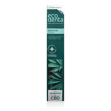 Indlæs billede til gallerivisning ECODENTA - SENSITIVE Toothpaste with CBD and PROBIOTICS - 75 ml - UTTAN FLUOR - PRE ORDER (7-14 dagar til tað er á goymslu)
