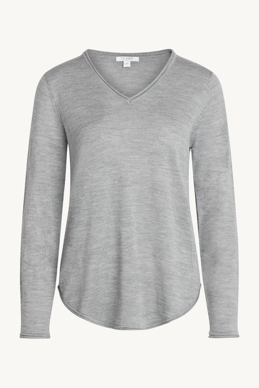 PRUE - PULLOVER -  CLAIRE WOMAN 100 % merino uld, light grey