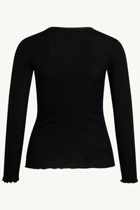 T-SHIRT - CLAIRE WOMAN - Black (70% Merino Uld 30% Silke)