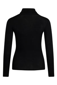 T-shirt, uld/silke Black (med høj krave) - CLAIRE WOMAN