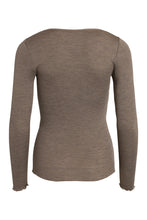 Indlæs billede til gallerivisning T-SHIRT - CLAIRE WOMAN - Taupe melange (70% Merino Uld 30% Silke)

