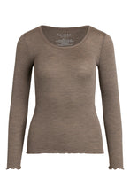 Indlæs billede til gallerivisning T-SHIRT - CLAIRE WOMAN - Taupe melange (70% Merino Uld 30% Silke)

