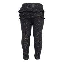 Indlæs billede til gallerivisning LITTLE WONDERS - Sorte glitter leggings med flæsenumse
