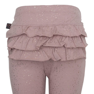 LITTLE WONDERS - Støvet rosa leggings med flæser og glimmerprint