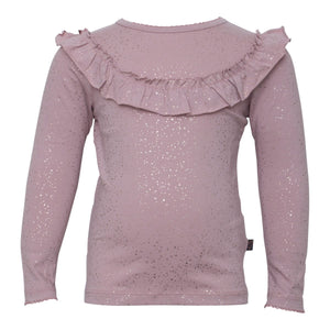 LITTLE WONDERS - Celine Støvet rosa/glitter bluse med flæse