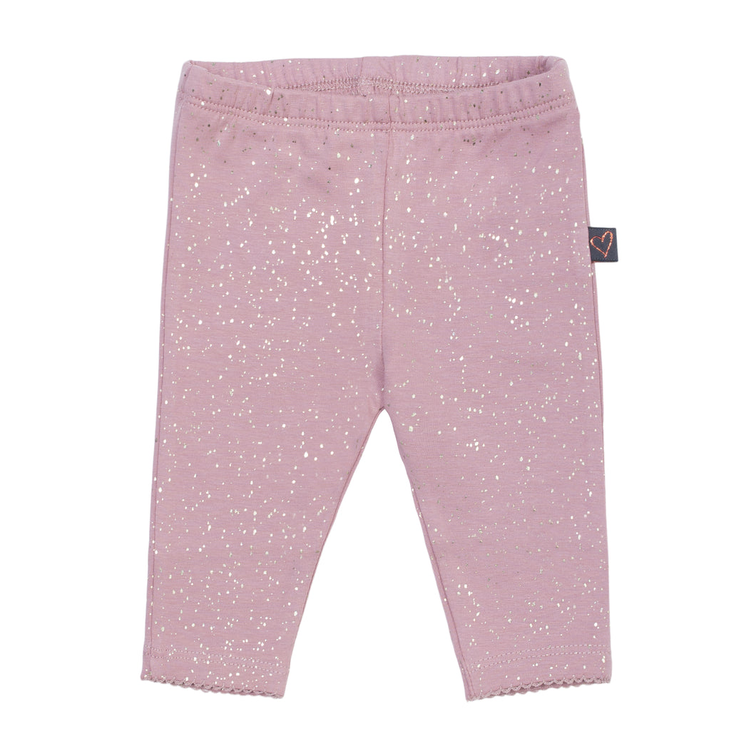 LITTLE WONDERS - Erin Newborn Leggings i støvet rosa glitter