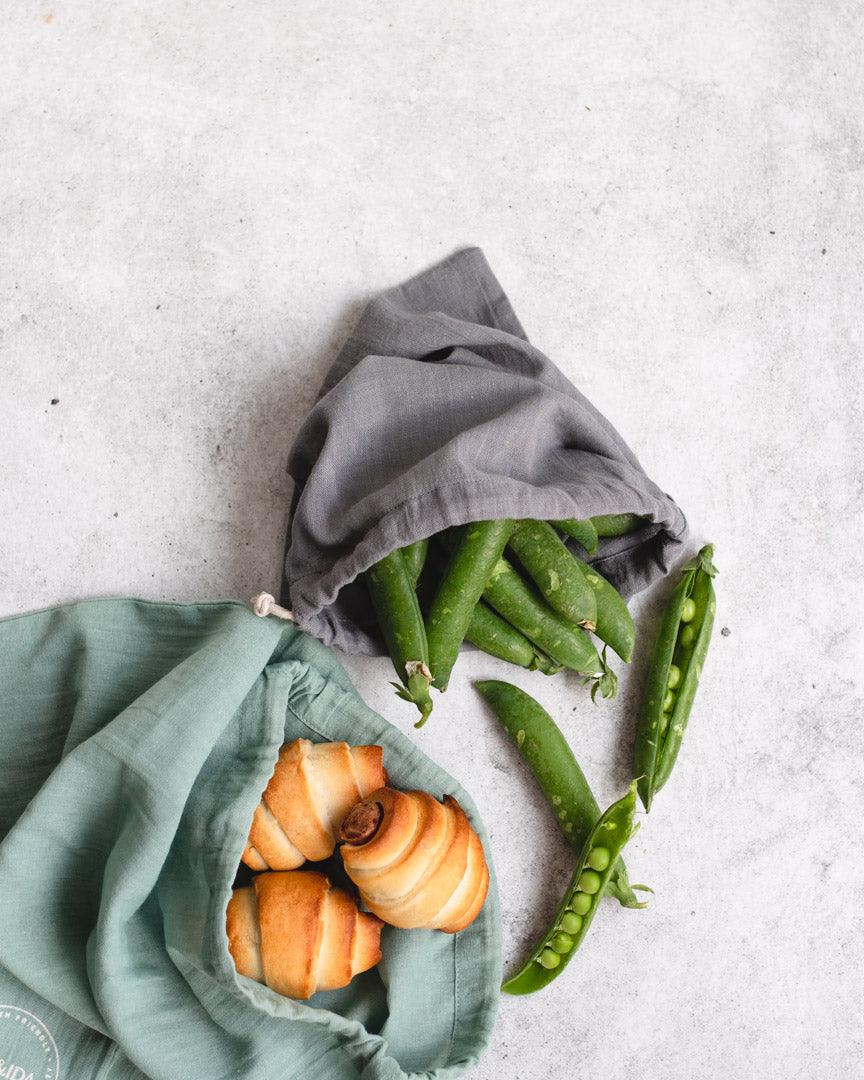AYA&IDA -  Reusable Cotton Bags - Dark Grey / Mint Green