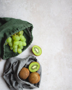 AYA&IDA -  Reusable Cotton Bags - Dark Grey / Tropical Green