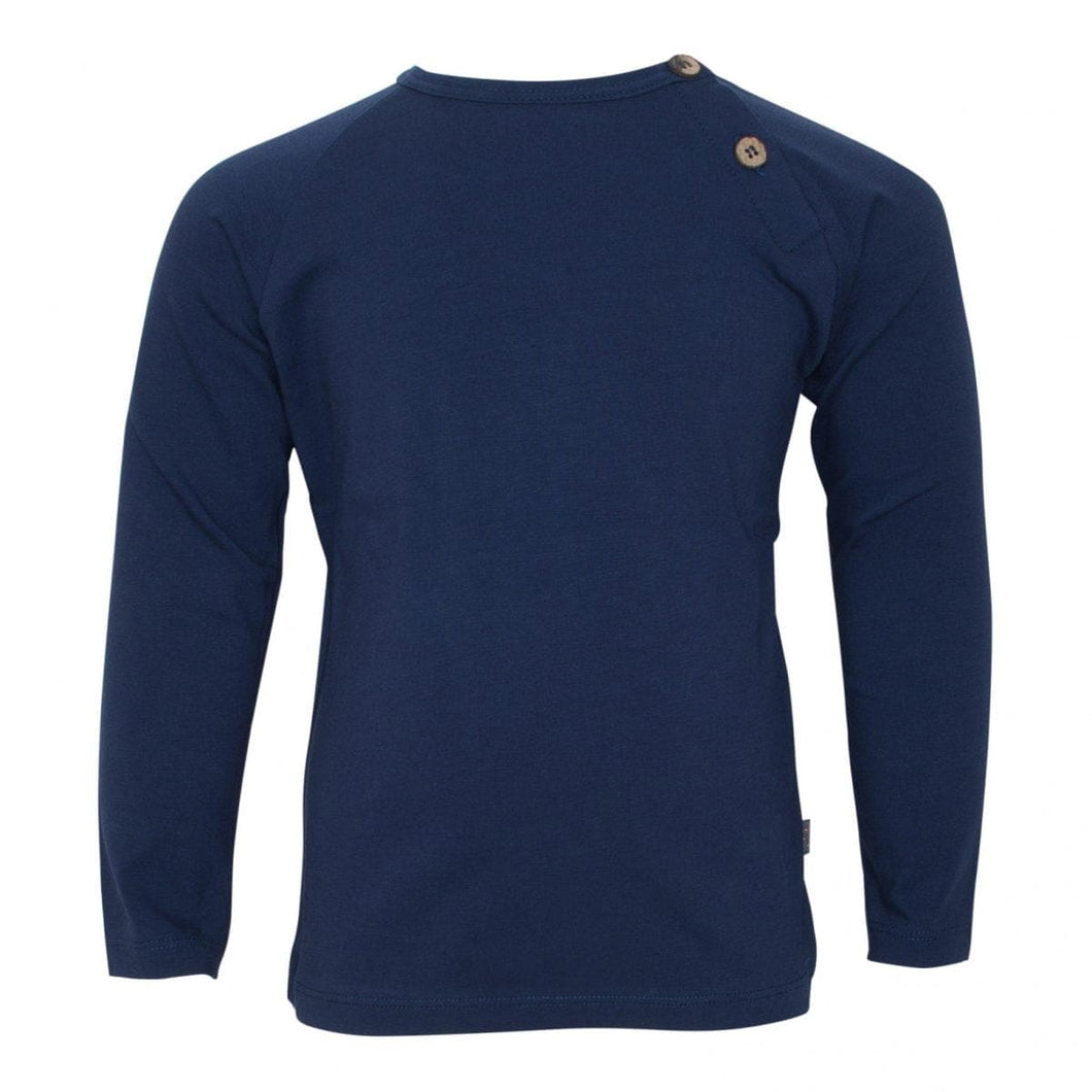 LITTLE WONDERS - Navy blå bluse til drenge med albue lapper