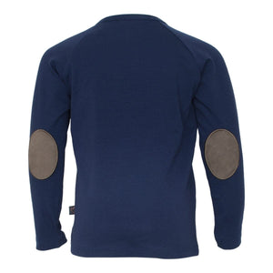 LITTLE WONDERS - Navy blå bluse til drenge med albue lapper
