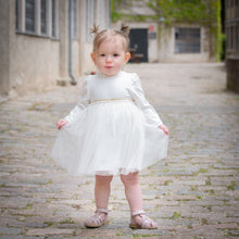 Indlæs billede til gallerivisning LITTLE WONDERS - Nyfødt Off White glitter Adele Bodykjole med tyl
