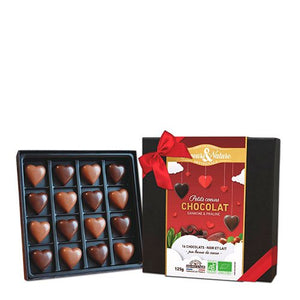Chokoladehjerter m. ganache og praline 16 stk - Økologisk