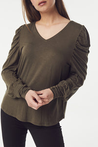 SPAR 30%: CLAIRE WOMAN - AYLA T- SHIRT - DEEP OLIVE (95%Viskose af Bamboo 5% Elasthan)