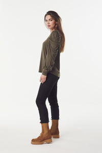 SPAR 30%: CLAIRE WOMAN - AYLA T- SHIRT - DEEP OLIVE (95%Viskose af Bamboo 5% Elasthan)
