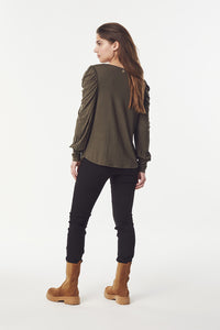SPAR 30%: CLAIRE WOMAN - AYLA T- SHIRT - DEEP OLIVE (95%Viskose af Bamboo 5% Elasthan)