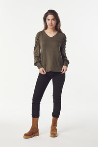 SPAR 30%: CLAIRE WOMAN - AYLA T- SHIRT - DEEP OLIVE (95%Viskose af Bamboo 5% Elasthan)